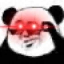 Biaoqing panda with glowing laser eyes