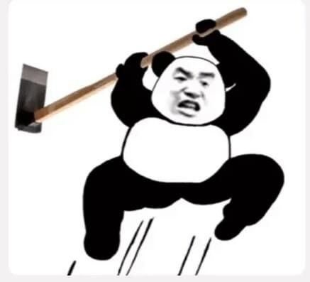 Biaoqing panda leaping with a hammer
